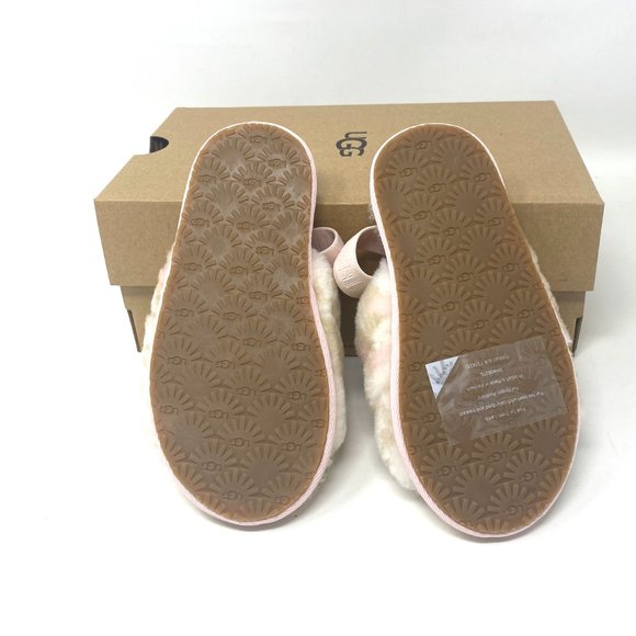 UGG Kids Size 11T 1123641T WHT FLUFF YEAH SLIDE PANTHER PRINT Sandal White Beige - Picture 7 of 9